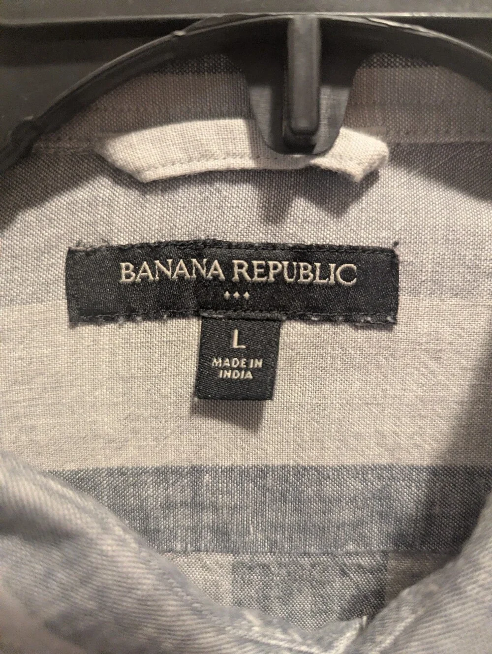 Banana Republic Men's Large Gray Vertical Stripe Long Sleeve Button-Down Shirt